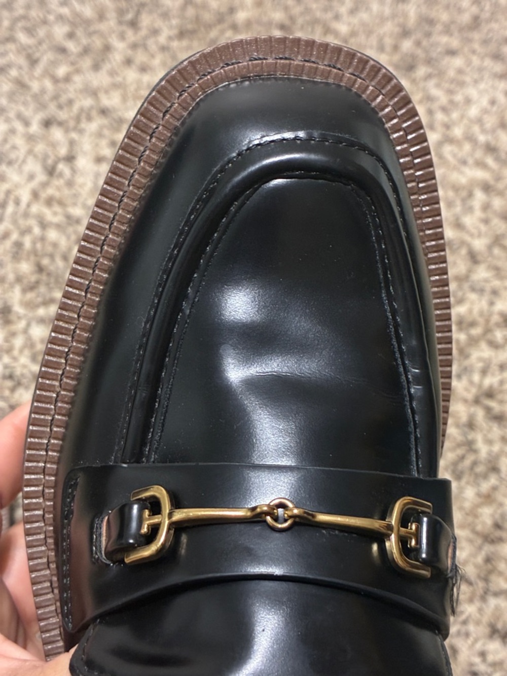 Sam Edelman Black Leather Loafers with Gold Bit - Picture 8 of 14